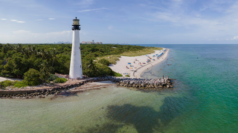 Aerial view of Bill Baggs Cape State Park on Key Biscayne