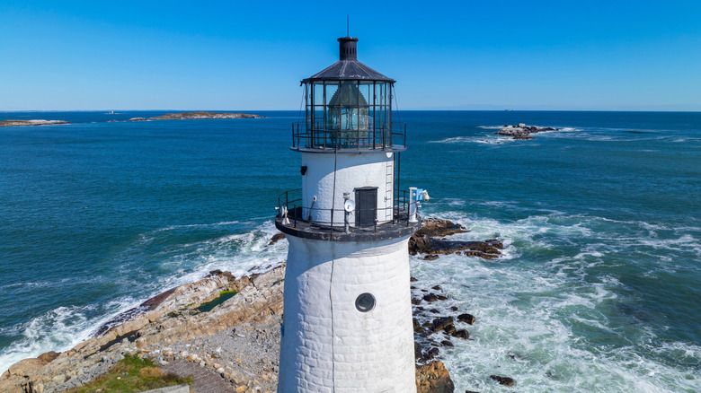 Boston Lighthouse on Little Brewster Island in Boston Harbor