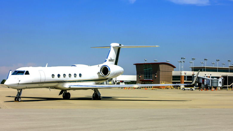 A corporate jet at Blue Grass Airport in Lexington, Kentucky.