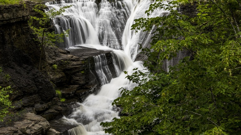 Mine Kill Falls waterfall and surrounding cliffs
