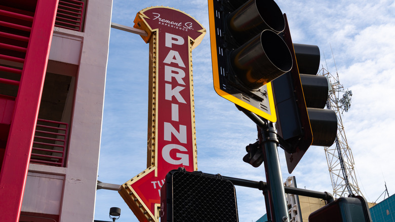 Las Vegas parking sign for parking garage