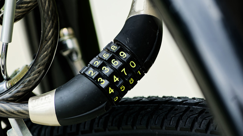 Combination cable lock on a bike