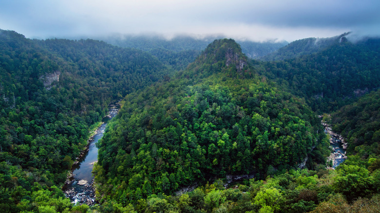 Aerial view of Breaks Interstate Park near Haysi, Virginia