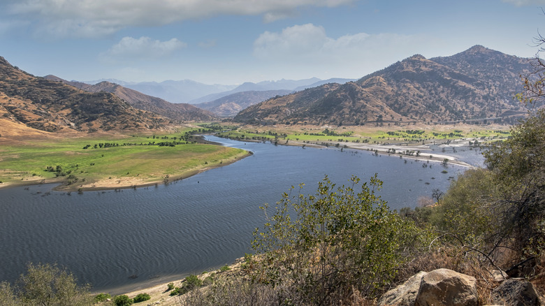 Aerial view of Three Rivers and the Sequoia National Park entrance
