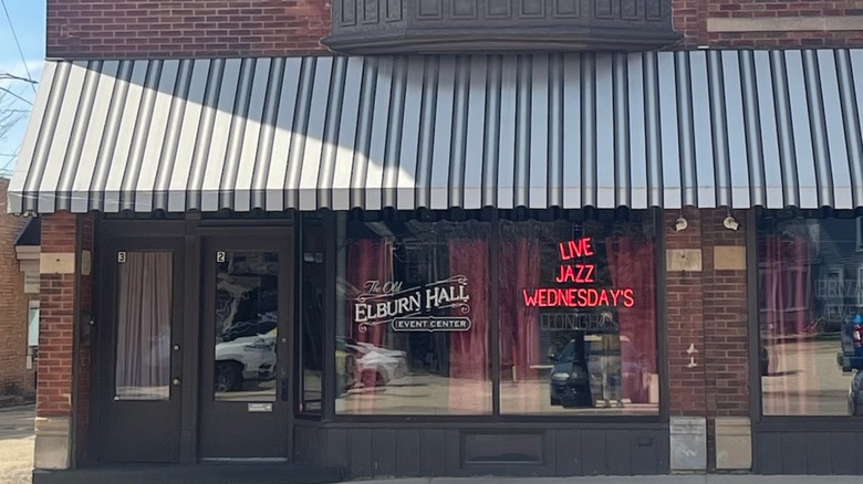 The exterior of The Old Elburn Hall in downtown Elburn, Illinois
