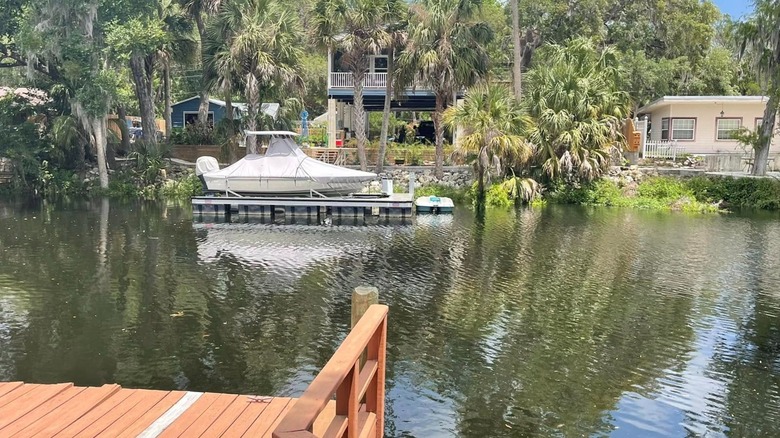 Docked boat on the Withlacoochee River