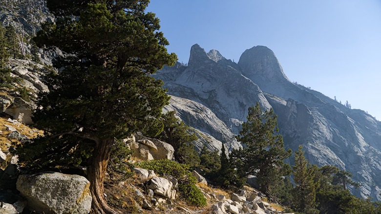 Alpine mountains along High Sierra Trail in California's Sierra Nevada Mountains