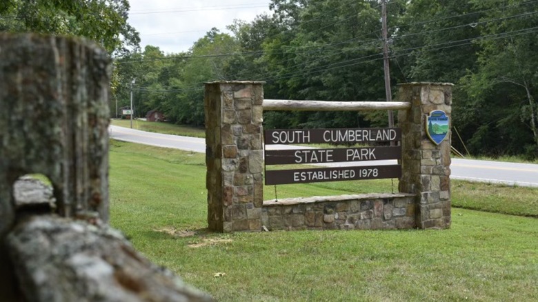 Sign for South Cumberland State Park established 1978