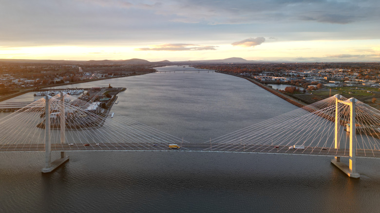 Sunset over Columbia River with Clover Island in the background