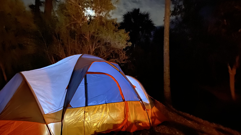 A tent under the moon