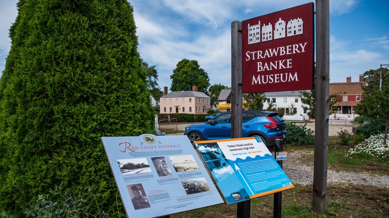 Sign for the Strawbery Banke Museum in Portsmouth, New Hampshire