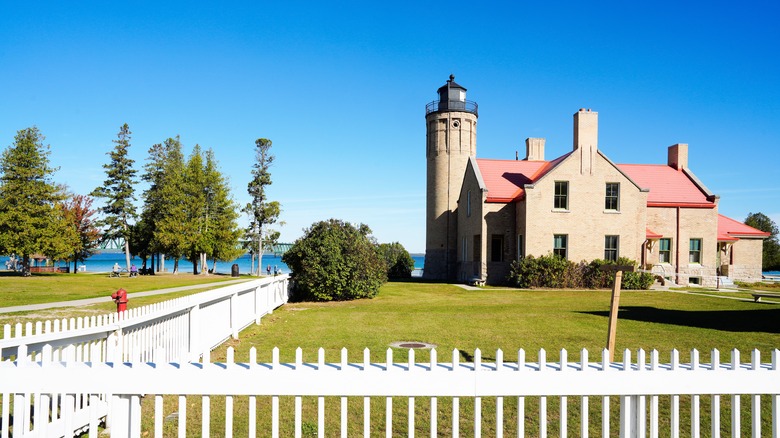 The Old Mackinac Point Lighthouse on a sunny day