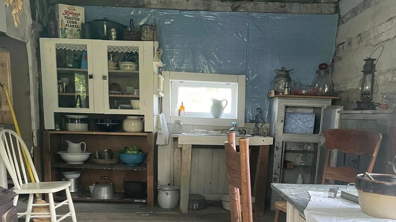 The interior of a historic home in the Mackinaw City Heritage Village