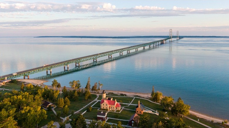 Aerial view of the Mackinac Bridge
