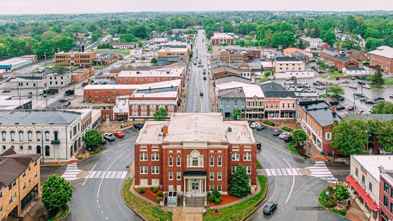 Aerial shot of downtown Elizabethtown, Kentucky.