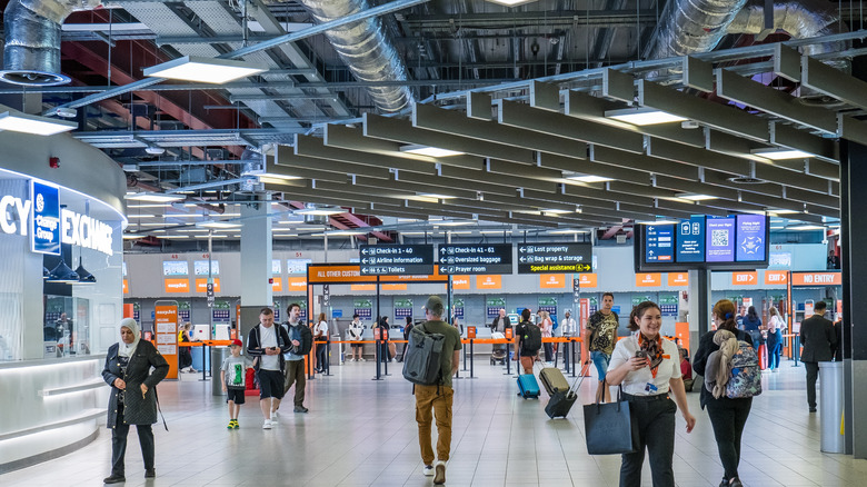 People inside London Luton Airport