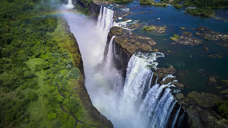 Aerial view of Zambezi River at Victoria Falls