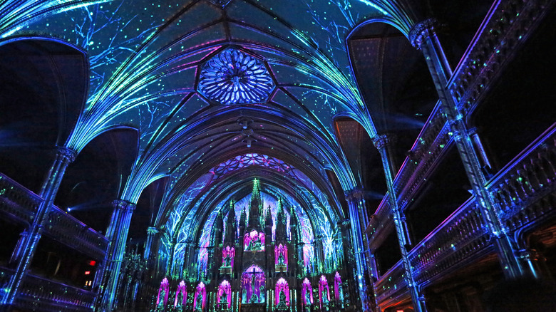 Aura light show at Notre Dame Cathedral in Montreal