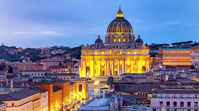 St. Peters Basilica at dusk