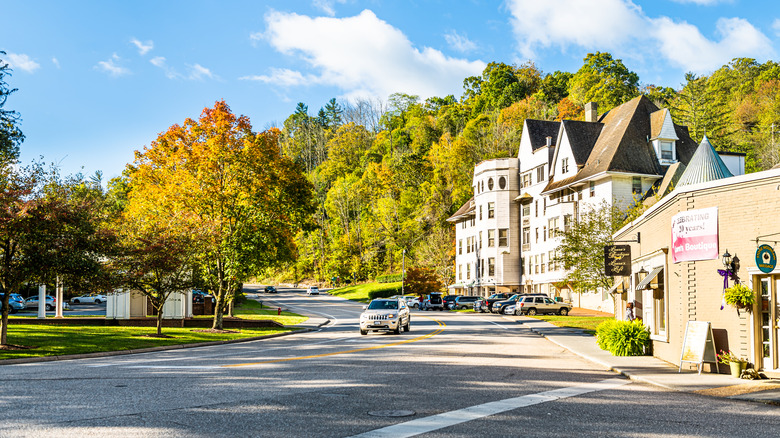 Historic downtown street in Hot Springs, Virginia