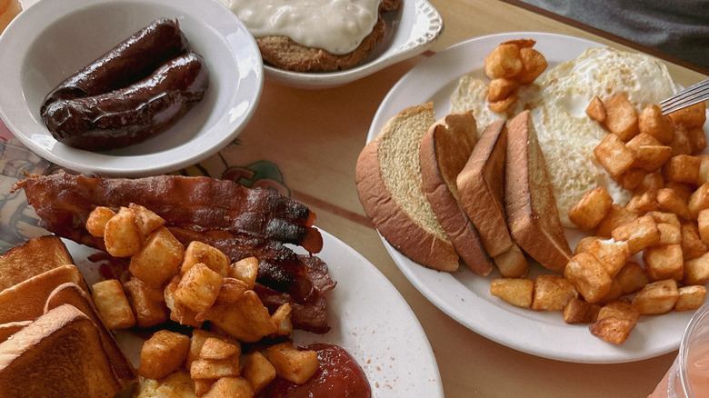 Closeup of a plated breakfast meal