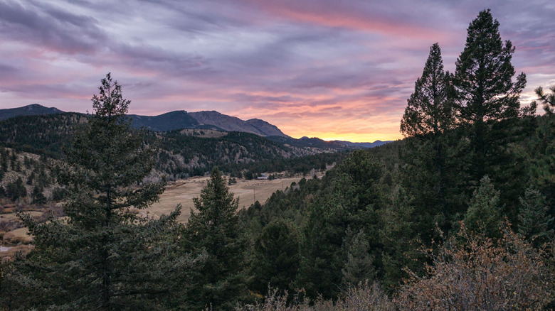 Dawn over a mountain landscape