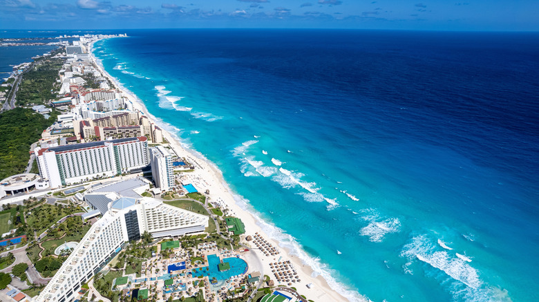 An aerial view of Cancún's Hotel Zone