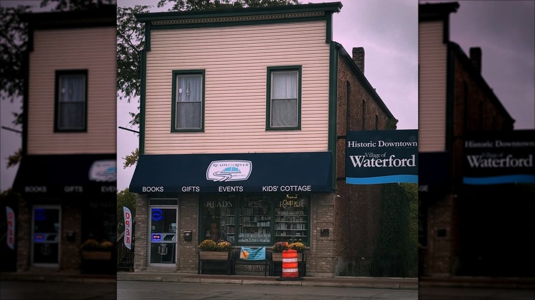 The storefront of Reads by the River Books and Gifts in Downtown Waterford, Wisconsin