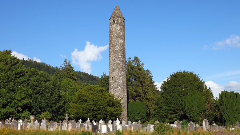 The Round Tower in Glendaloug's Monastic City, County Wicklow, Ireland