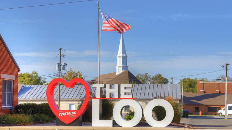 A large sign reading "The Loo" in Waterloo, Illinois