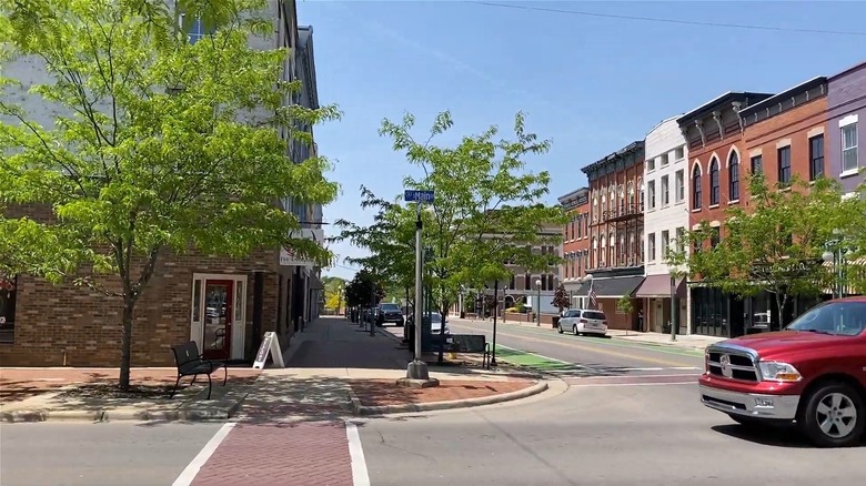 The exterior of the historic Lenawee County Courthouse, Adrian, Michigan
