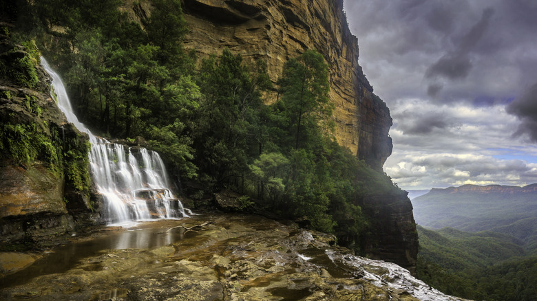 Waterfall on the side of a valley