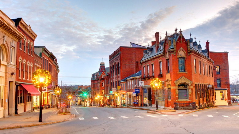 Downtown intersection in Belfast, Maine