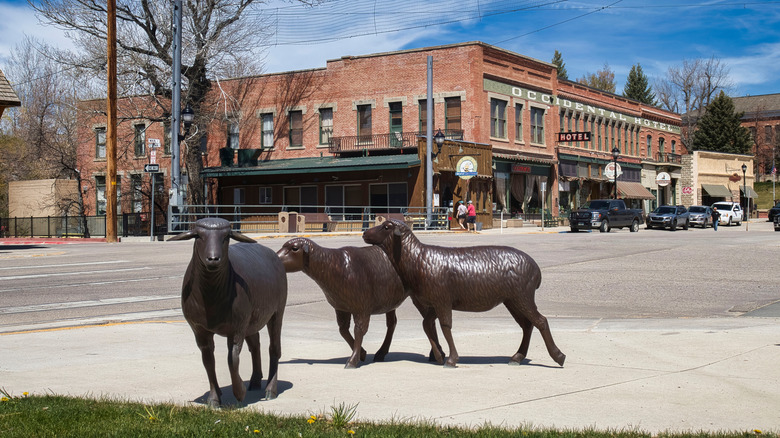 Statues in downtown Buffalo in front of the Occidental Saloon
