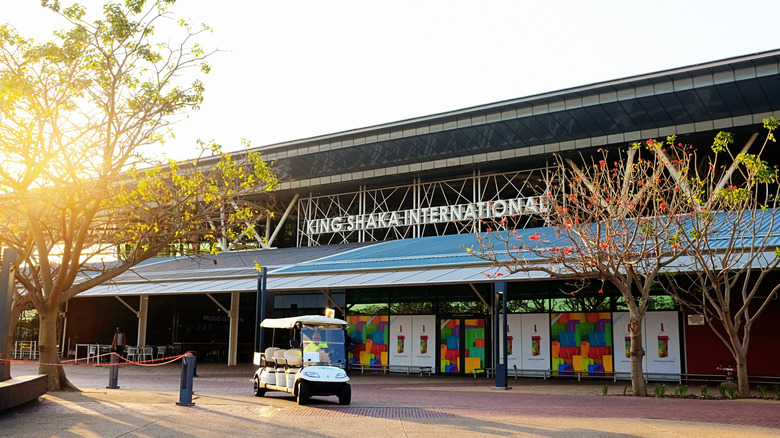 Bright bold and welcoming Zulu colors outside King Shaka Airport