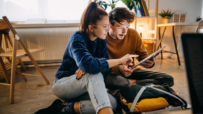 Couple planning vacation 