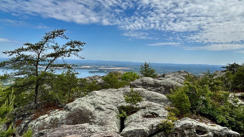 Boulders at Cherokee Rock Village with Weiss Lake in the background
