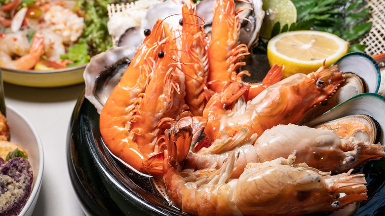 A selection of fresh seafood on a plate