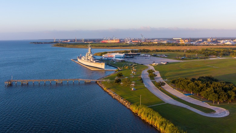 USS Alabama in Mobile Bay.