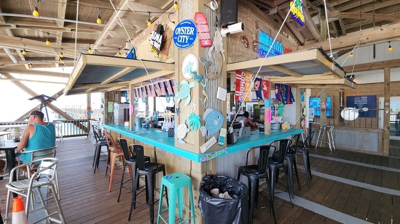 Open-air bar with colorful decorations