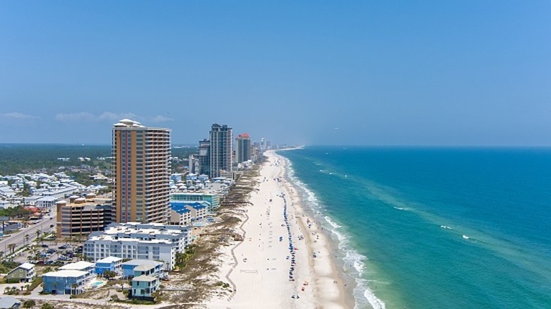 Gulf Shores, Alabama coastline on a sunny day.