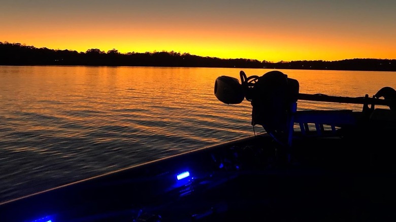 Fishing with golden skies at Lake Jordan, Alabama