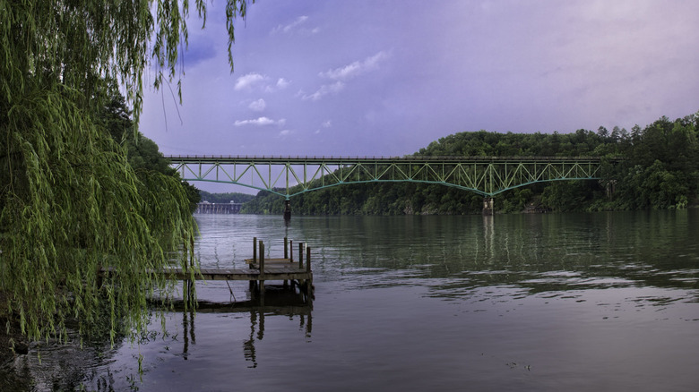 A bridge crosses over the water at Lake Jordan in Alabama