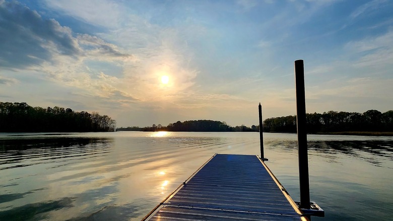 Sunrise at Dannelly Reservoir, aka Millers Ferry, from the dock at Roland Cooper State Park, Alabama