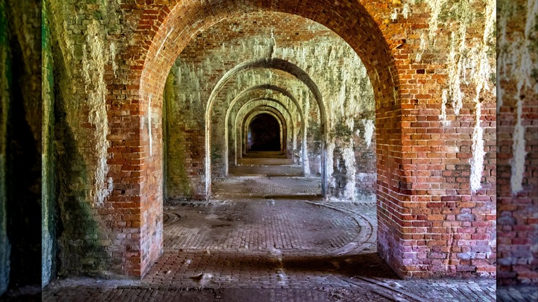 Brick tunnel in Fort Morgan historic site