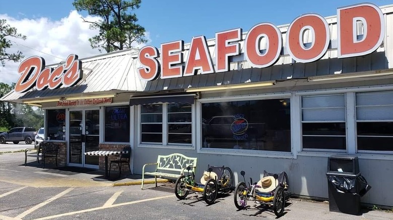 Exterior view of Doc's Seafood Shack in Orange Beach