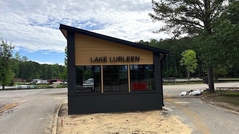 The new black and tan entrance station at Lake Lurleen State Park.