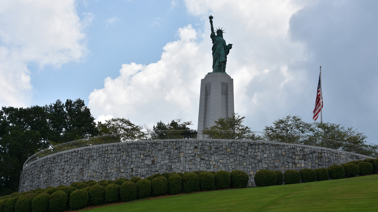 The Statue of liberty replica that stands in Liberty Park