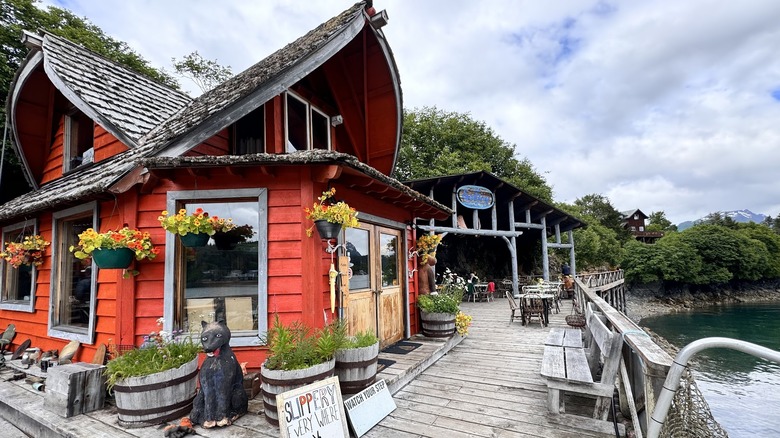 The exterior of The Saltry Restaurant in Halibut Cove, Alaska