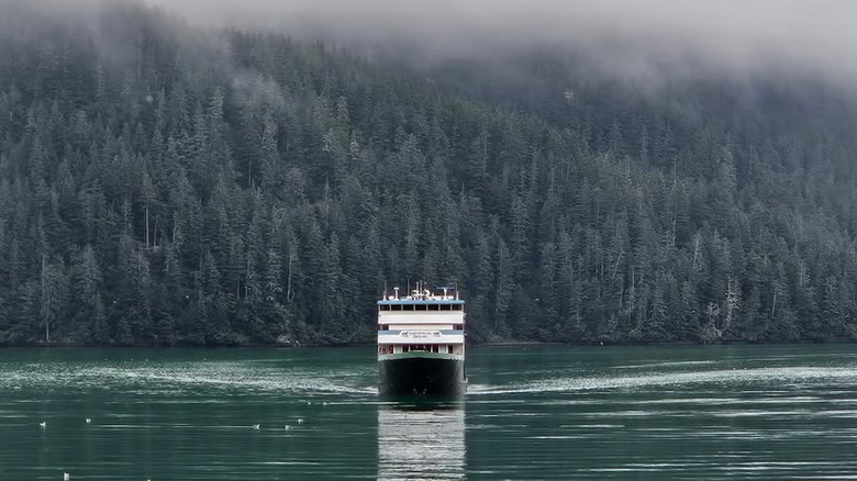 An Alaskan Dream Cruises vessel navigating icy waters